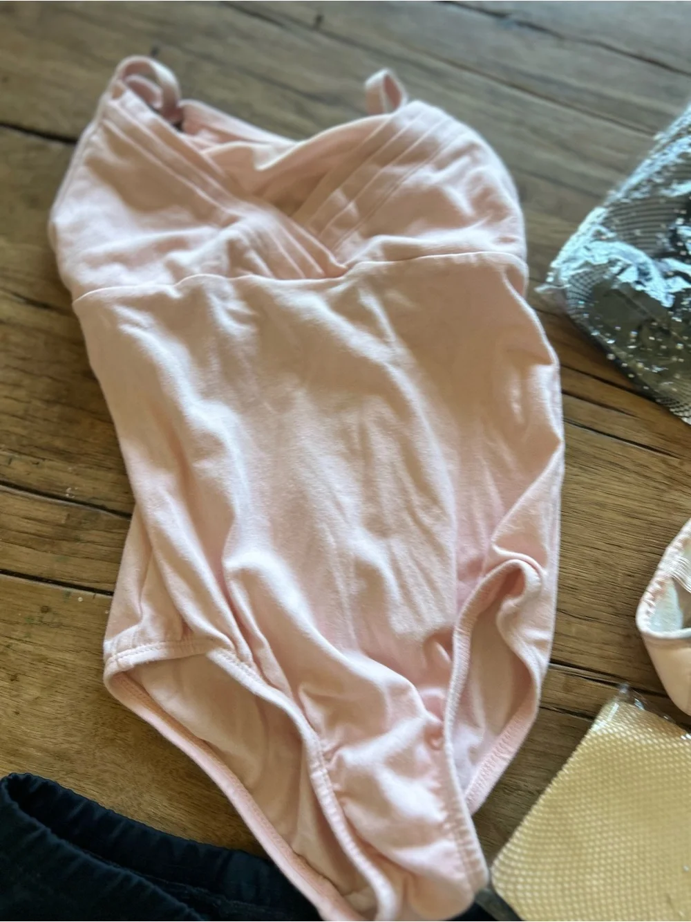 Pink Ballet Leotard & Pink Ballet Shoes Set with Black Shorts dance wear tights